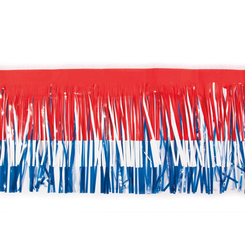 Red, White And Blue Vinyl Fringe 15" X 10' (Pack)