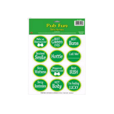 St. Patrick's Pub Fun Sticker Sheet 9" x 12" (1 Sheet)