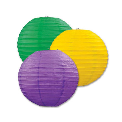 Paper Lantern - Golden-Yellow, Green, Purple 9.5" (Pack of 3)