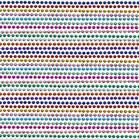 33" Round Metallic 12 Color Mardi Gras Beads (6 Dozen - 72 Necklaces)