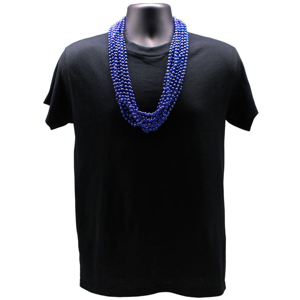  33 Inch 12 Mm Metallic Blue Bead Necklaces, 15pcs Mardi Gras  Beads Bulk Round Beaded Necklaces Costume Necklace For 4th Of July Party  Christmas Festive Events, Party Favors