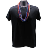 33" Round Metallic Red, Blue and Silver Mardi Gras Beads (Case - 60 Dozen)