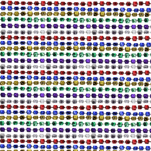 33" 7mm Dice Metallic 6 Color Mardi Gras Beads