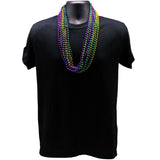 33" 7.5mm Round Metallic Purple, Gold and Green 3 Section Mardi Gras Beads