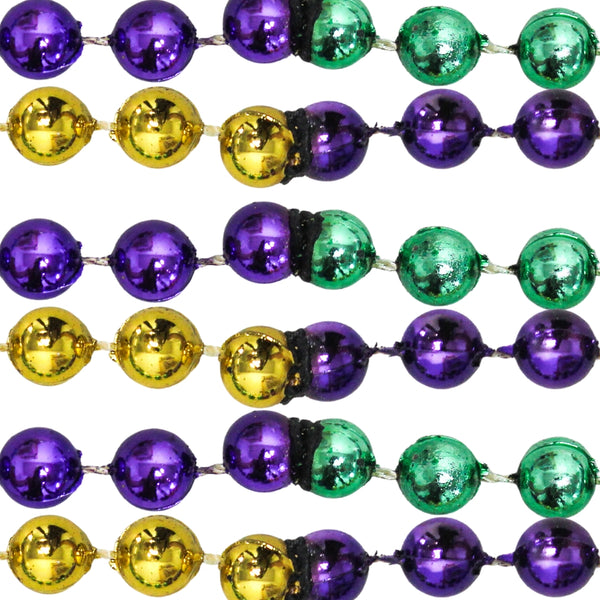 Metallic Mardi Gras Beads, 3 Colors - Per Dozen - Party Direct