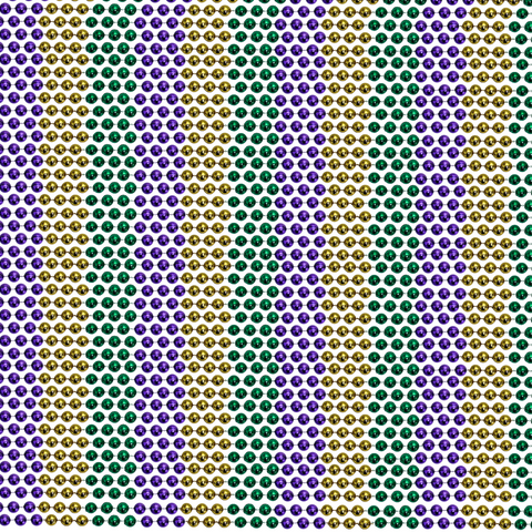 33" 7.5mm Round Metallic Purple, Gold and Green 3 Section Mardi Gras Beads
