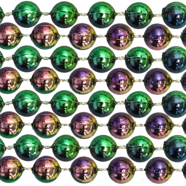 33 Inch 7 mm Metallic Purple Bead Necklaces, 6pcs Mardi Gras Beads