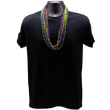 33" 7.5mm Round Metallic Purple, Gold and Green Mardi Gras Beads