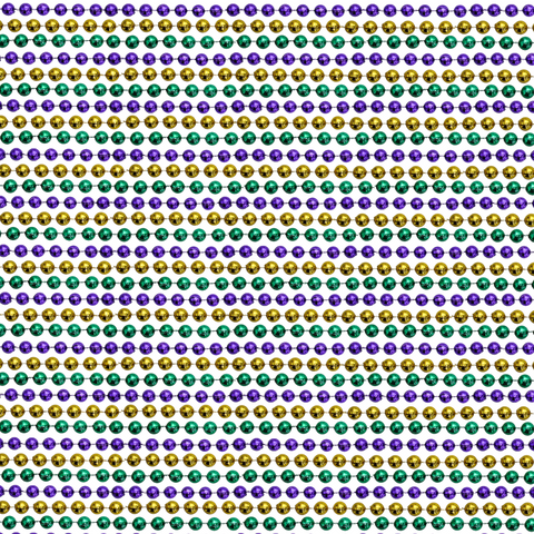 33" 7.5mm Round Metallic Purple, Gold and Green Mardi Gras Beads