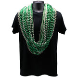 48" Mix 8mm/10mm/12mm Metallic Green and Silver Mardi Gras Beads - Bag (10 Dozen)