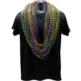 48" Mix 8mm/10mm/12mm Metallic Purple, Gold and Green Mardi Gras Beads - Bag (10 Dozen)