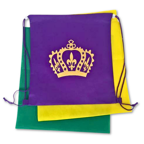 Purple, Green and Gold Crown Backpack 13.5" x 14" (Dozen)