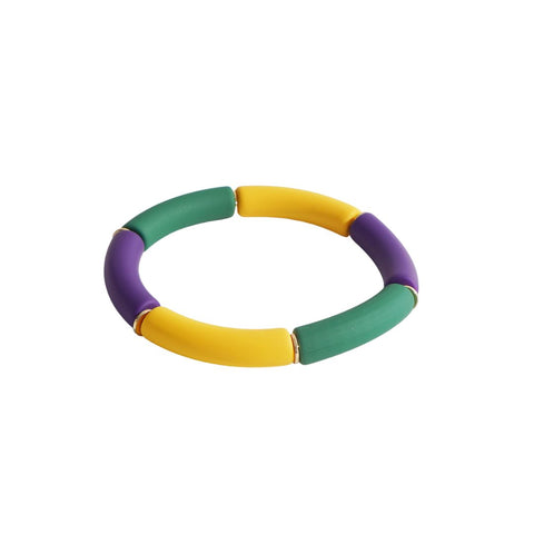 Purple, Green, and Gold Tube Bracelet (Each)