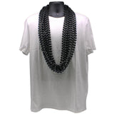 48" 10mm Round Black Mardi Gras Beads