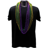 48" 10mm Round Metallic Purple, Gold and Green Mardi Gras Beads