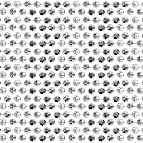 60" 12mm Cut Metallic Silver Mardi Gras Beads