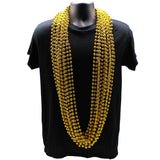 60" 12mm Round Metallic Gold Mardi Gras Beads - Case (10 Dozen)