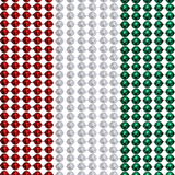60" 12mm Round Multi Red, Green and Pearl White 6/3 Mardi Gras Beads