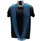72" 12mm Round Metallic Turquoise Mardi Gras Beads