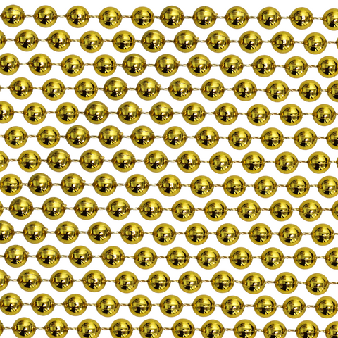 48" 14mm Round Metallic Gold Mardi Gras Beads