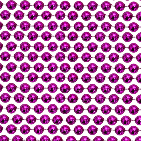 48" 16mm Round Metallic Hot Pink Mardi Gras Beads