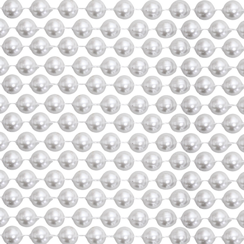 48" 18mm Round Pearl White Mardi Gras Beads