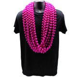 60" 18mm Round Pearl Hot Pink Mardi Gras Beads