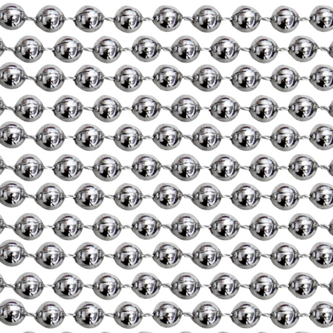 72" 18mm Round Metallic Silver Mardi Gras Beads