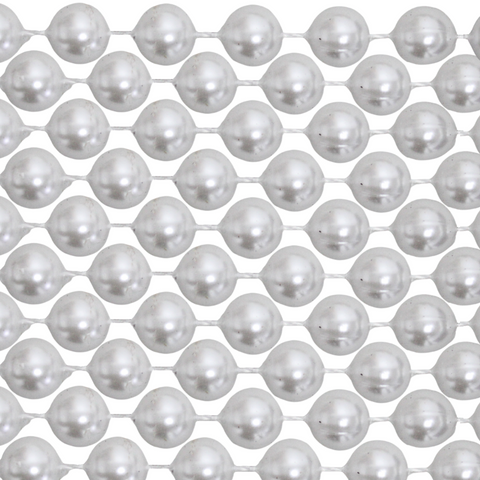 60" 22mm Round Pearl White Mardi Gras Beads
