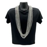 48 inch 8mm Metallic Silver Mardi Gras Beads (25 Dozen)