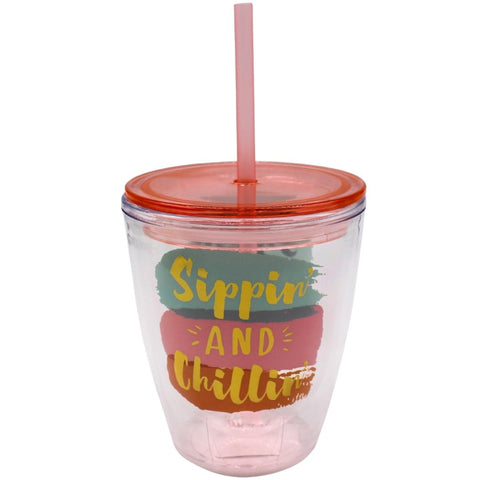 10oz Acrylic - Sippin & Chillin Tumbler (Each)