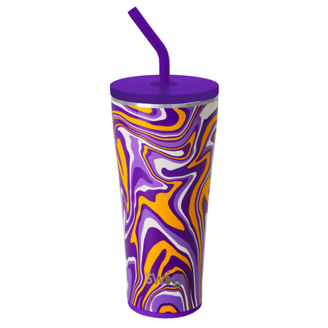 32oz Fanzone Purple + Yellow Straw Tumbler (Each)