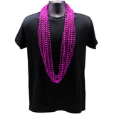 48" 10mm Round Metallic Hot Pink Mardi Gras Beads