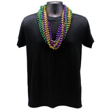 33" 12mm Round Metallic Purple, Gold and Green Mardi Gras Beads