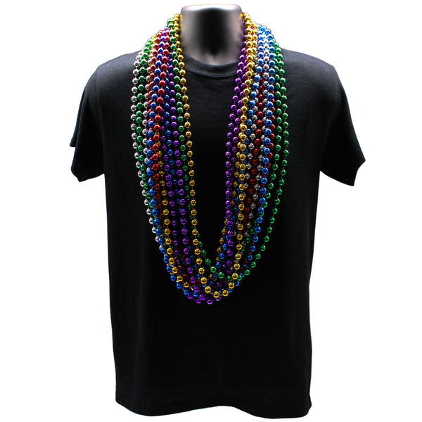 Mardi Gras Beads 12 Pack 32 in 70 mm Beads - 6-Color Assortment