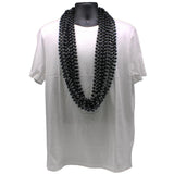 48" 12mm Round Black Mardi Gras Beads