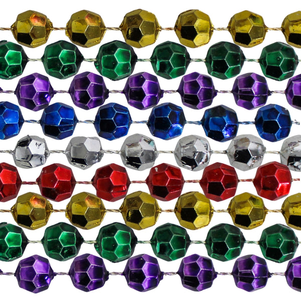 Mardi Gras Spot 6D336Col 33 Inch 07Mm Round Metallic 6 Color Mardi Gras  Beads - 6 Dozen (72 Necklaces) 