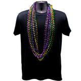 48" 12mm Cut Metallic Purple, Gold and Green Mardi Gras Beads