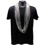 48" 12mm Cut Metallic Silver Mardi Gras Beads