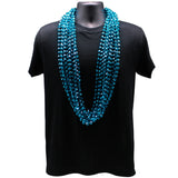 48" 12mm Cut Metallic Turquoise Mardi Gras Beads