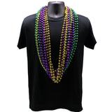 48" 12mm Round Metallic Purple, Gold and Green Mardi Gras Beads