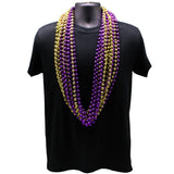 48" 12mm Round Metallic Purple and Gold Mardi Gras Beads