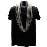 48" 12mm Round Metallic Silver Mardi Gras Beads