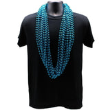 48" 12mm Round Metallic Turquoise Mardi Gras Beads