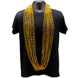 60" 12mm Cut Metallic Gold Mardi Gras Beads - Dozen (12 necklaces)