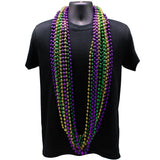 60" 12mm Round Metallic Purple, Gold and Green Mardi Gras Beads