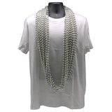 60" 12mm Round Metallic Silver Mardi Gras Beads - Case (10 Dozen)