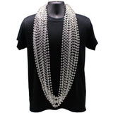 60" 12mm Metallic Silver Mardi Gras Beads (Dozen)