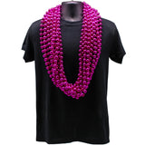 48" 16mm Round Metallic Hot Pink Mardi Gras Beads