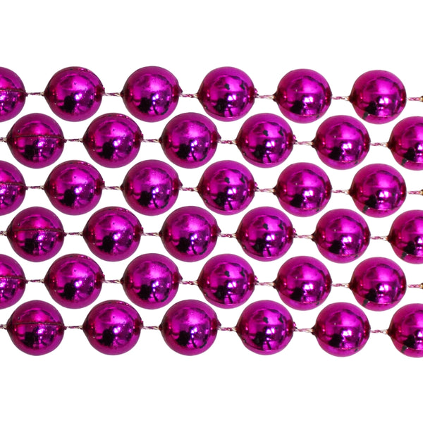 48" 16mm Round Metallic Hot Pink Mardi Gras Beads Mardi Gras Spot